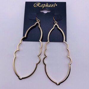 Raphael Goldtone Large Abstract Earrings New
